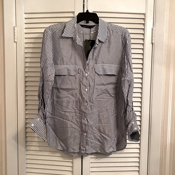 Zara pinstriped blouse size M NWT - Picture 1 of 6